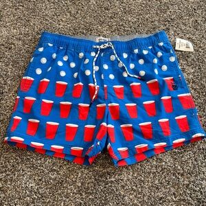 Party Pants Board Shorts Swim Trunks Beer Pong Red Solo Cup Size XL (36-38) NWT